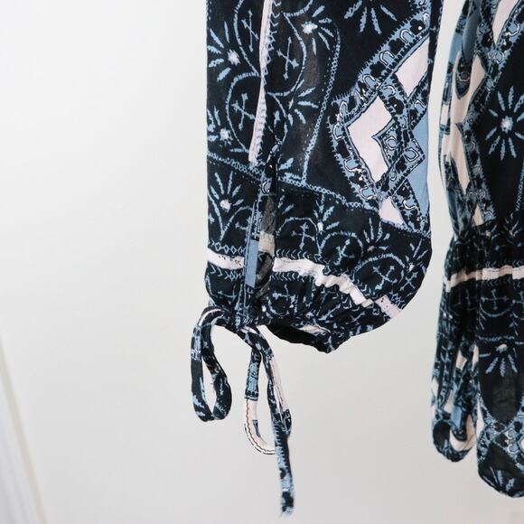 Free People Size M Down By the the Bay Tunic Dress Black Blue White - Picture 10 of 13